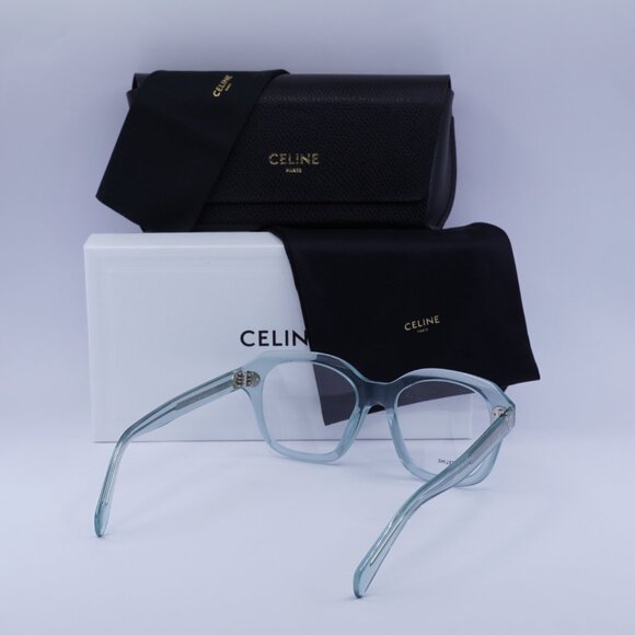 Celine CL50124I 093 Square Eyeglasses - Shiny Transparent Lime 52mm - Picture 9 of 11